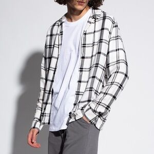 All Saints Super Soft Monochrome Plaid Button Down Shirt